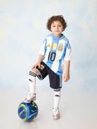 Kids' Argentina Home Jersey — White-Light Blue